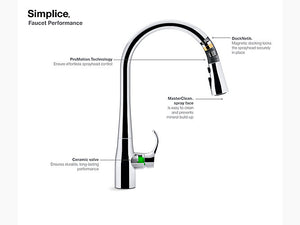 Kohler - Simplice single-hole or three-hole kitchen sink faucet